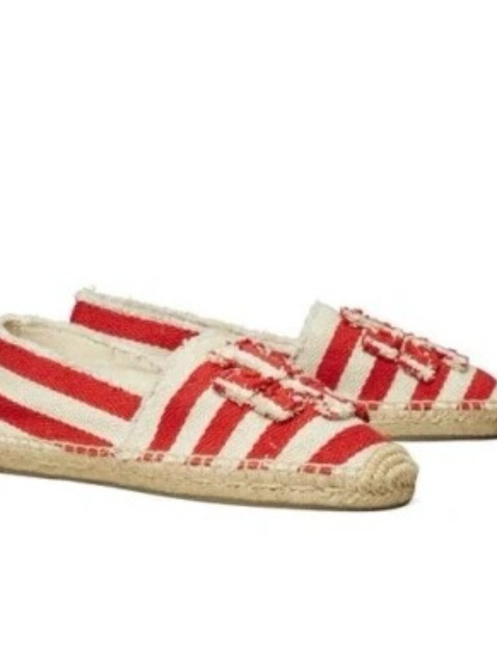 TORY BURCH red striped canvas espadrille flats size 8.5